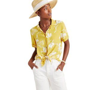 Faithfull the Brand x Anthropologie Yellow Hawaiian Floral Print Shirt Size 8